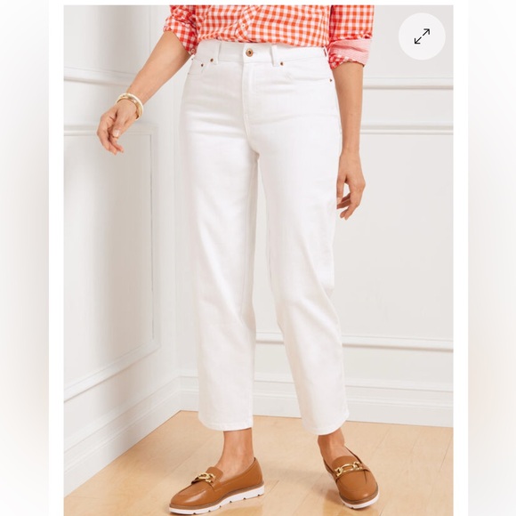 Talbots Pants - Talbots High‎ Waist Straight Ankle White Jeans. Size 12
